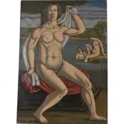 Norbert Schlaus, Figures at the Water, oil on canvas