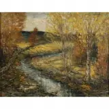 Walter Emerson Baum, Autumnal Landscape, oil on panel
