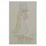 Jean Cocteau, Le Coq, 1956, colored pencil on paper
