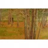 Theodore Wores, Pine Tree Forest, oil on panel