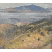 Karl Eugen Neuhaus, California Hills and Coastline, oil on panel