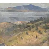 Karl Eugen Neuhaus, California Hills and Coastline, oil on panel
