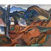 Jan Matulka, Bohemian Landscape, oil on canvas