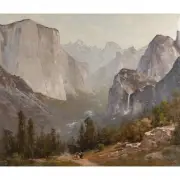 Thomas Hill, Yosemite Valley with Cowboys on Horseback, Bridal Veil Falls, El Capitan and Half Dome in Background, 1898, oil on canvas