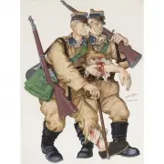 Arthur Szyk, Wounded Soldiers WWII, 1939, watercolor and gouache on paper