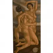 Norbert Schlaus, Nude Female Kneeling, oil on canvas