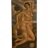 Norbert Schlaus, Nude Female Kneeling, oil on canvas