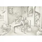 Focus Group by Mark Kostabi, 2010, pencil, sold Jul 2022