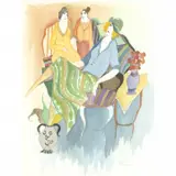 Itzchak Tarkay, Untitled, three seated women, watercolor on paper