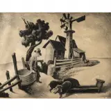 Homestead, as known as In the Ozarks by Thomas Hart Benton, 1938, lithograph, sold Jul 2022