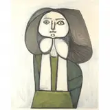 Portrait de Femme a la Robe Verde by Pablo Picasso, lithograph, sold Jul 2022