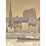 Haig Patigian, Untitled (Paris River Scene), 1912, pastel on paper
