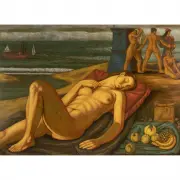 Norbert Schlaus, Nude Female Sleeping, oil on canvas