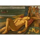 Norbert Schlaus, Nude Female Sleeping, oil on canvas