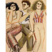 Untitled, Man and Women by Lester Johnson, 1979, lithograph, sold Aug 2022