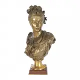 Auguste Carrier, Buste Einer Jungen Frau Mit Blumengeschmucktem Haar, (Bust of a young woman with hair decorated with flowers), bronze