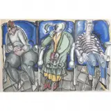 Sachio Yamashita, Untitled (three figures in deck chairs), 1991, mixed media