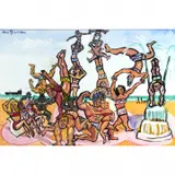 Red Grooms, Muscle Beach, 1989, watercolor on paper