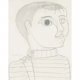Françoise Gilot, Man in Stripes, 1948, graphite on paper