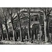City Hall, Columbia by Charles Frederick Surendorf, linocut, sold Oct 2022