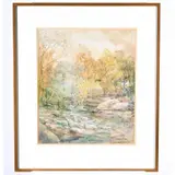 Lucien Whiting Powell, House by Stream, watercolor on paper