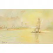 Glen Cooper Henshaw, Harbor Scene, pastel on paper