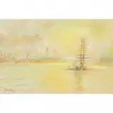 Glen Cooper Henshaw, Harbor Scene, pastel on paper
