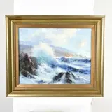 E. John Robinson, Against the Rocks, oil on canvas
