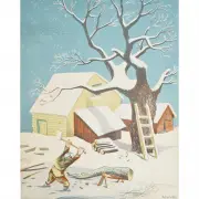 Man Chopping Wood by William Gropper, lithograph, sold Nov 2022