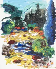Peter Dean, Landscape, tempera on paper