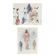 James Joseph DeMartis, Nude Studies, watercolor and ink on paper