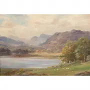 William Lakin Turner, Landscape with Sheep, oil on canvas