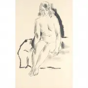 Ernerst Fiene, Nude Study, ink