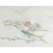 William A. Gaw, Village Scene, 1941, watercolor on paper