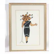 Michael Kabotie, Singer and Child Biking, 1959, watercolor and ink on paper