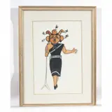 Michael Kabotie, Singer and Child Biking, 1959, watercolor and ink on paper