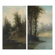 A. D. M. Cooper, River Scene, 1889 and River Scene with Figures, 1891, oil on canvas
