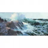 E. John Robinson, Surf and Rocks, oil on canvas board