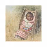 Grace Hudson, Baby in Basket, oil on canvas