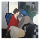 Itzchak Tarkay, Seated Women, oil and pastel on canvas