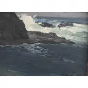 Edgar Alwin Payne, Coastal Scene, oil on board
