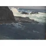 Edgar Alwin Payne, Coastal Scene, oil on board