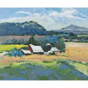 Pamela Glover, Green Valley Road Farm, oil on canvas