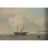 Auguste Coomans, Steamship Seascape, oil on panel