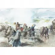 James Sessions, Figures by the Shore, 1940, watercolor on paper