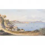 Consalvo Carelli, View of Naples, Italy, oil on board