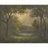 William Keith, Lakeview Landscape, oil on canvas