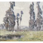 Giuseppe Cadenasso, Figures Overlooking Trees, oil on canvas