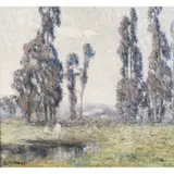 Giuseppe Cadenasso, Figures Overlooking Trees, oil on canvas