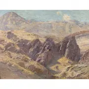 Desert Landscape by Victor C. Anderson, 1929, oil on canvas, sold Jul 2023
